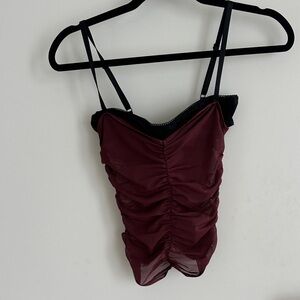 Miaou Burgundy Ruched Crop Top